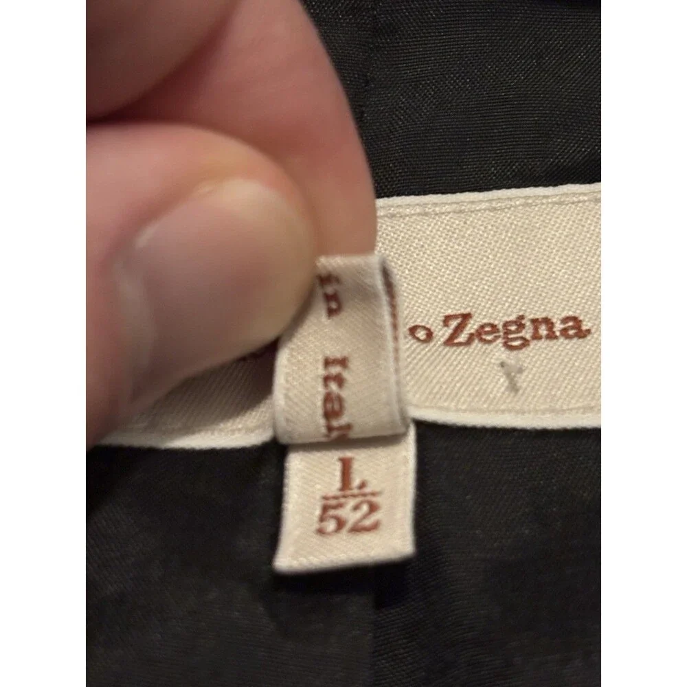 Ermenegildo Zegna Trench Coat Size 52 Black Linen Lyocell Large